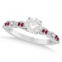 Ruby & Diamond Marquise Engagement Ring 14k White Gold (0.20ct)