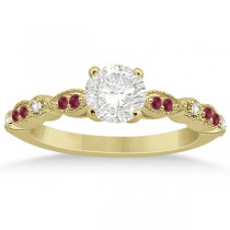 Ruby & Diamond Marquise Engagement Ring 14k Yellow Gold (0.20ct)