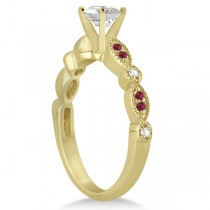 Ruby & Diamond Marquise Engagement Ring 14k Yellow Gold (0.20ct)