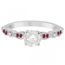 Ruby & Diamond Marquise Engagement Ring Platinum (0.20ct)