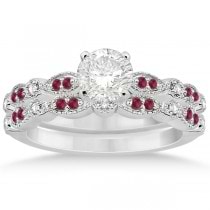 Ruby & Diamond Marquise Bridal Set Platinum (0.41ct)