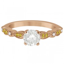 Yellow Sapphire Diamond Marquise Engagement Ring 14k Rose Gold 0.24