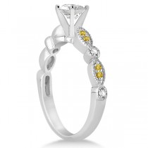 Yellow Sapphire Diamond Marquise Engagement Ring 18k White Gold 0.24