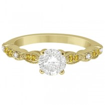 Yellow Sapphire Diamond Marquise Engagement Ring 18k Yellow Gold 0.24