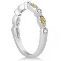 Yellow Sapphire & Diamond Marquise Bridal Set 18k White Gold (0.49ct)