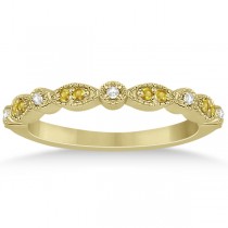 Yellow Sapphire & Diamond Marquise Wedding Band 14k Yellow Gold 0.25ct