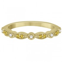 Yellow Sapphire & Diamond Marquise Wedding Band 14k Yellow Gold 0.25ct