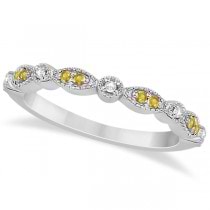 Yellow Sapphire & Diamond Marquise Wedding Band Platinum 0.25ct