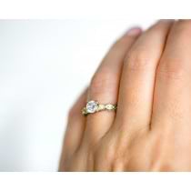 Petite Antique-Design Diamond Engagement Ring 14k Yellow Gold (0.50ct)