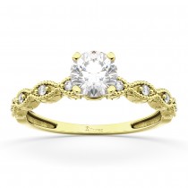 Petite Antique-Design Diamond Engagement Ring 14k Yellow Gold (1.00ct)