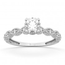 Petite Antique-Design Diamond Engagement Ring 14k White Gold (1.50ct)