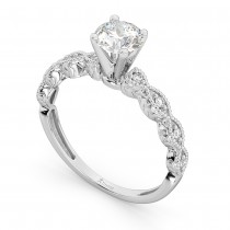 Petite Antique-Design Diamond Engagement Ring 14k White Gold (2.00ct)