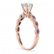 Vintage Diamond & Amethyst Engagement Ring 18k Rose Gold 0.75ct