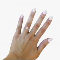 Vintage Lab Grown Diamond & Blue Sapphire Engagement Ring 14k White Gold 0.75ct