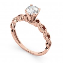 Vintage Lab Grown Diamond & Garnet Engagement Ring 14k Rose Gold 1.00ct