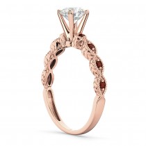 Vintage Lab Grown Diamond & Garnet Engagement Ring 18k Rose Gold 0.75ct