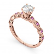 Vintage Diamond & Pink Sapphire Engagement Ring 14k Rose Gold 1.50ct