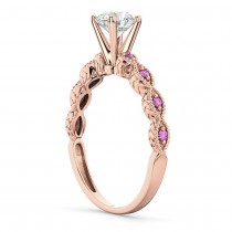 Vintage Diamond & Pink Sapphire Engagement Ring 18k Rose Gold 0.75ct