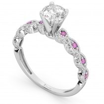 Vintage Lab Grown Diamond & Pink Sapphire Engagement Ring Platinum 0.50ct
