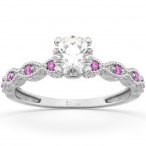 Vintage Diamond & Pink Sapphire Engagement Ring Palladium 0.50ct