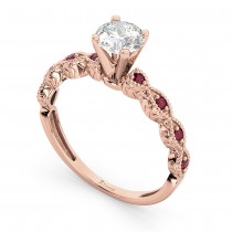 Vintage Diamond & Ruby Engagement Ring 18k Rose Gold 0.75ct