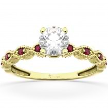 Vintage Diamond & Ruby Engagement Ring 18k Yellow Gold 0.50ct