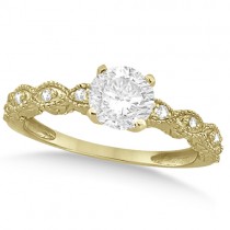 Petite Antique-Design Lab Grown Diamond Bridal Set in 14k Yellow Gold (0.58ct)