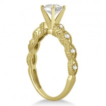 Petite Antique-Design Diamond Bridal Set in 14k Yellow Gold (0.83ct)