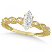 Marquise Antique Style Diamond Bridal Set in 14k Yellow Gold (1.08ct)