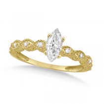 Marquise Antique Style Diamond Bridal Set in 14k Yellow Gold (1.58ct)