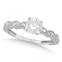Petite Antique-Design Diamond Bridal Set in 14k White Gold (3.08ct)