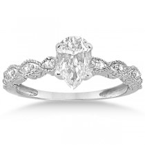 Pear-Cut Antique Style Diamond Bridal Set in 14k White Gold (0.83ct)