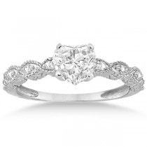 Heart-Cut Antique Style Lab Grown Diamond Bridal Set in 14k White Gold (1.08ct)