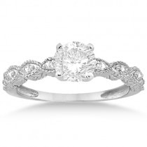 Antique Pave Diamond Engagement Ring Set Platinum (0.20ct)