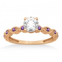 Vintage Marquise Amethyst Engagement Ring 14k Rose Gold (0.18ct)