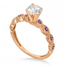 Vintage Marquise Amethyst Engagement Ring 18k Rose Gold (0.18ct)
