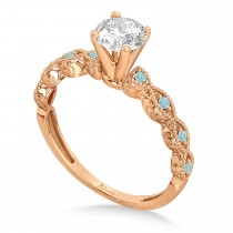Vintage Marquise Aquamarine Engagement Ring 14k Rose Gold (0.18ct)