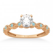 Vintage Marquise Aquamarine Engagement Ring 18k Rose Gold (0.18ct)