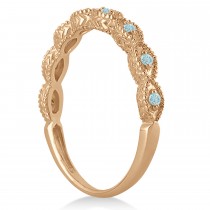 Antique Marquise Shape Aquamarine Wedding Ring 14k Rose Gold (0.18ct)