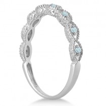 Antique Marquise Shape Aquamarine Wedding Ring 14k White Gold (0.18ct)