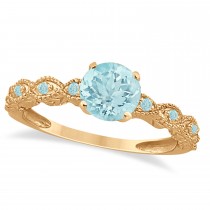 Vintage Style Aquamarine Engagement Ring in 18k Rose Gold (1.18ct)
