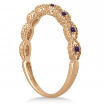 Antique Marquise Shape Lab Alexandrite Wedding Ring 14k Rose Gold (0.18ct)