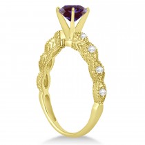 Vintage Alexandrite & Diamond Engagement Ring Bridal Set 14k Yellow Gold (1.36ct)