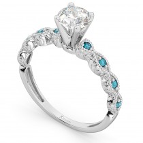 Petite Marquise Black Diamond Engagement Ring 18k White Gold (0.10ct)