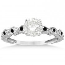 Petite Marquise Black Diamond Engagement Ring Platinum (0.10ct)