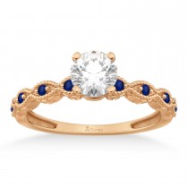 Vintage Marquise Blue Sapphire Engagement Ring 14k Rose Gold (0.18ct)