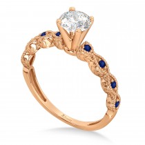 Vintage Marquise Blue Sapphire Engagement Ring 14k Rose Gold (0.18ct)