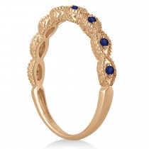 Antique Blue Sapphire Engagement Ring Set 14k Rose Gold (0.36ct)