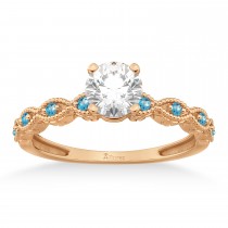 Vintage Marquise Blue Topaz Engagement Ring 18k Rose Gold (0.18ct)