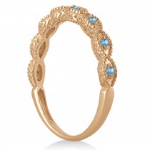 Antique Marquise Shape Blue Topaz Wedding Ring 14k Rose Gold (0.18ct)